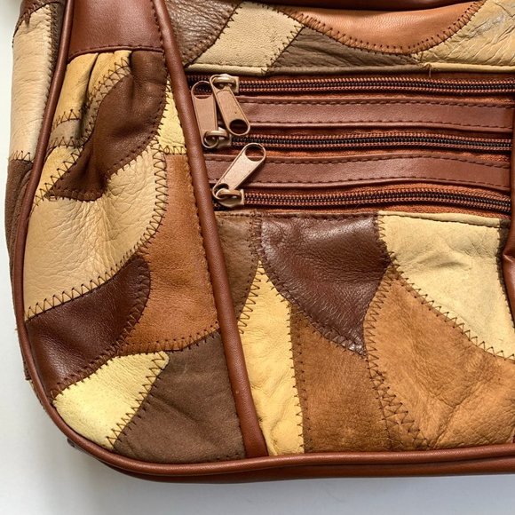 Retro brown patchwork leather purse - Picture 5 of 11